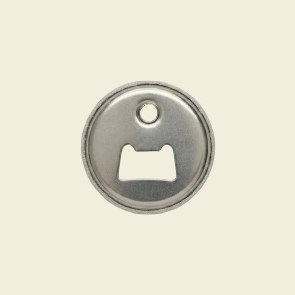 Metallic fridge magnet and bottle opener 
