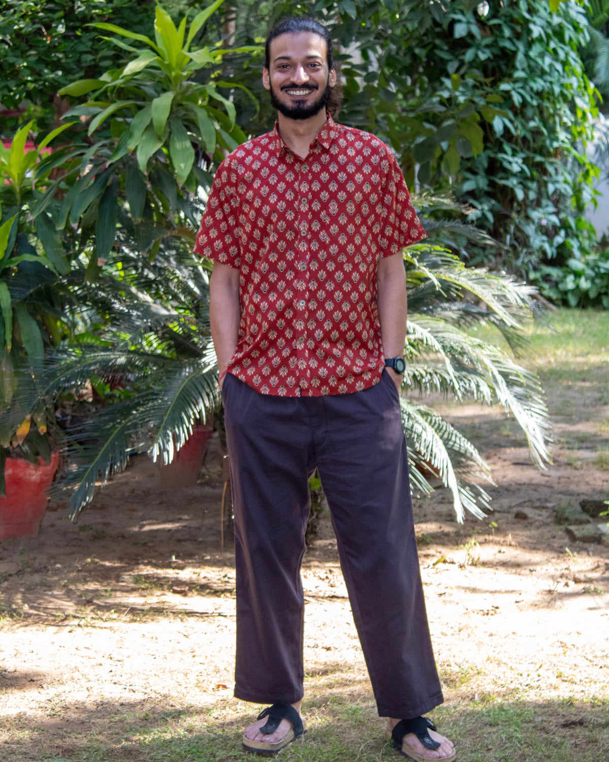 Spirited Casual Shirt - Maroon Ajrakh Motif