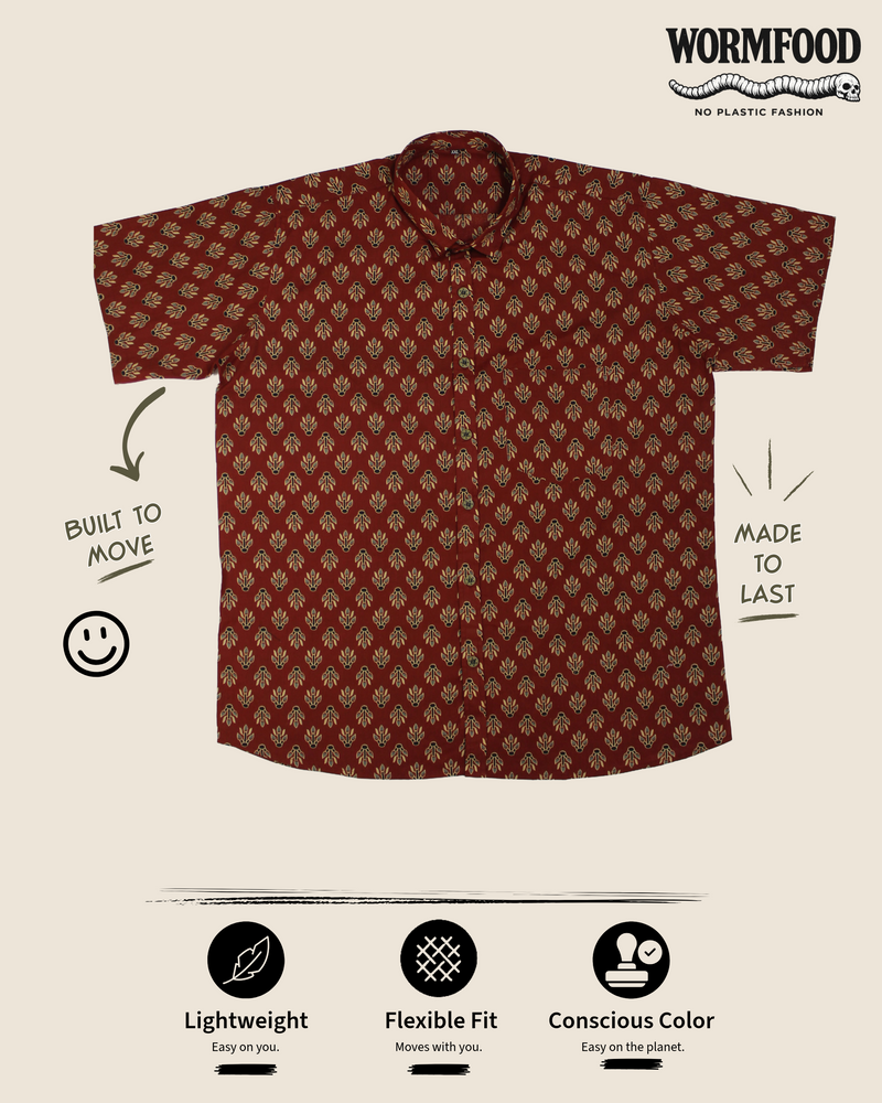 Spirited Casual Shirt - Maroon Ajrakh Motif