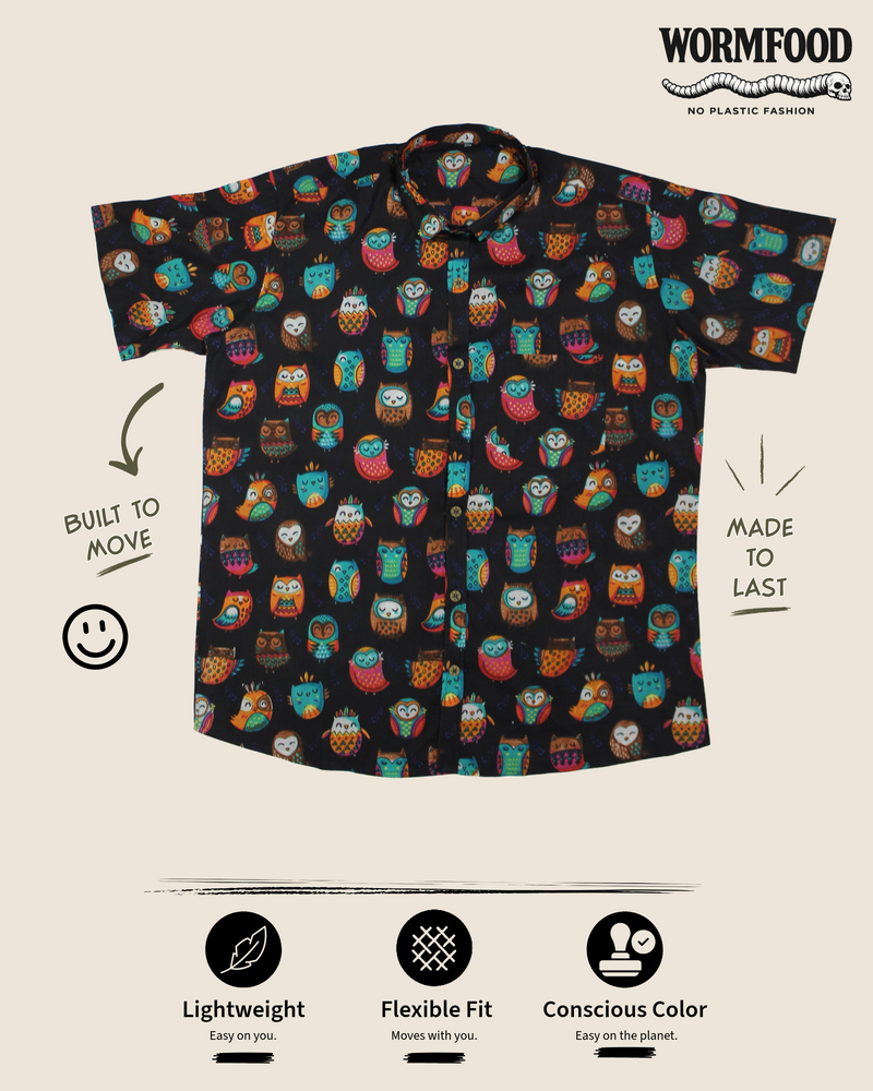 Spirited Casual Shirt - Midnight Owl Print