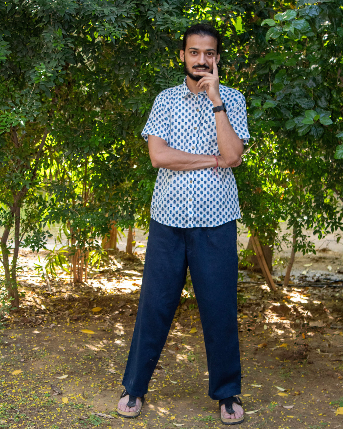 Spirited Casual Shirt - Navy Blossom